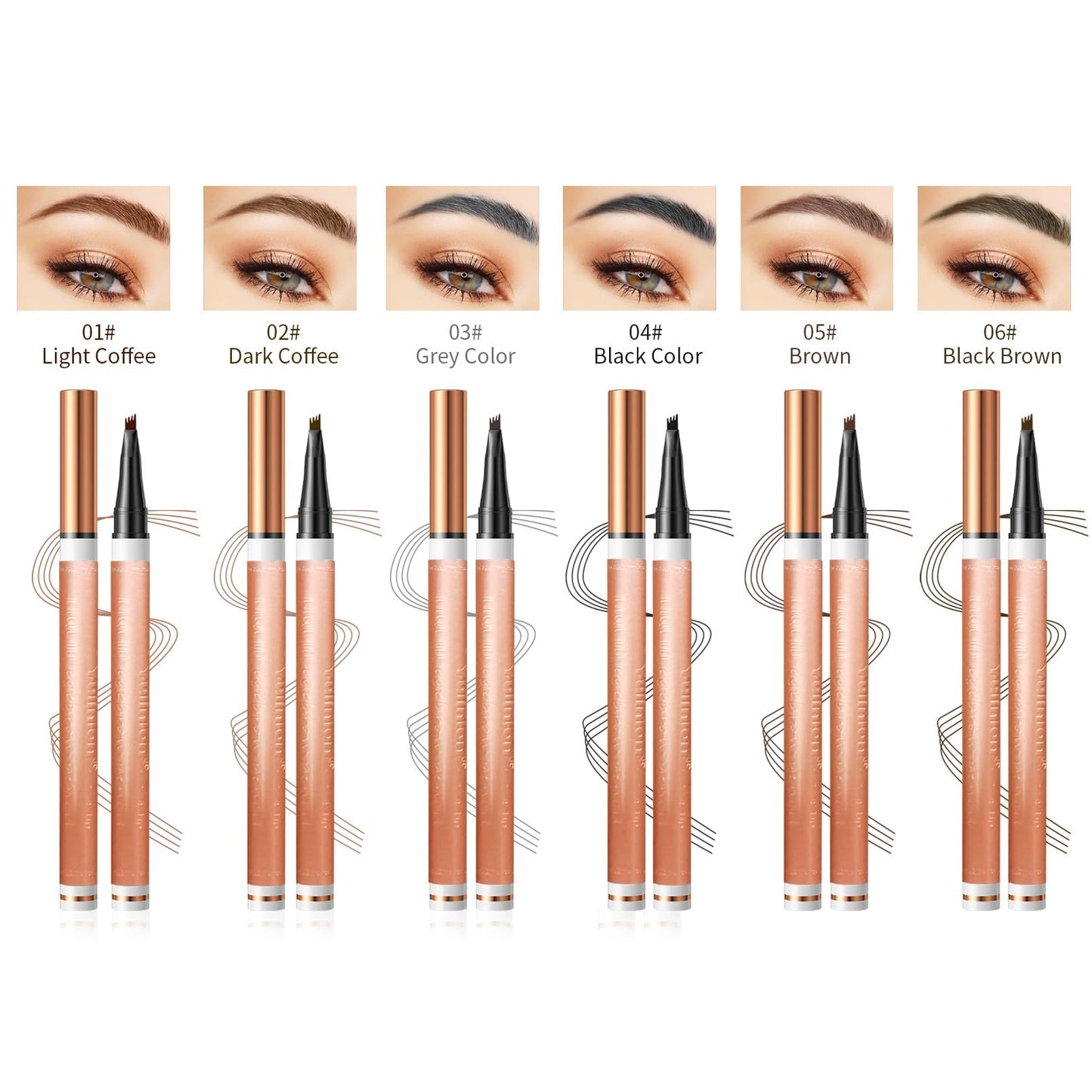 Yulinlon 4-Tip Eyebrow Pen, 6 Colors Waterproof Long-Lasting Brow Pencil, Professional Makeup Tool (2#Dark Brown)