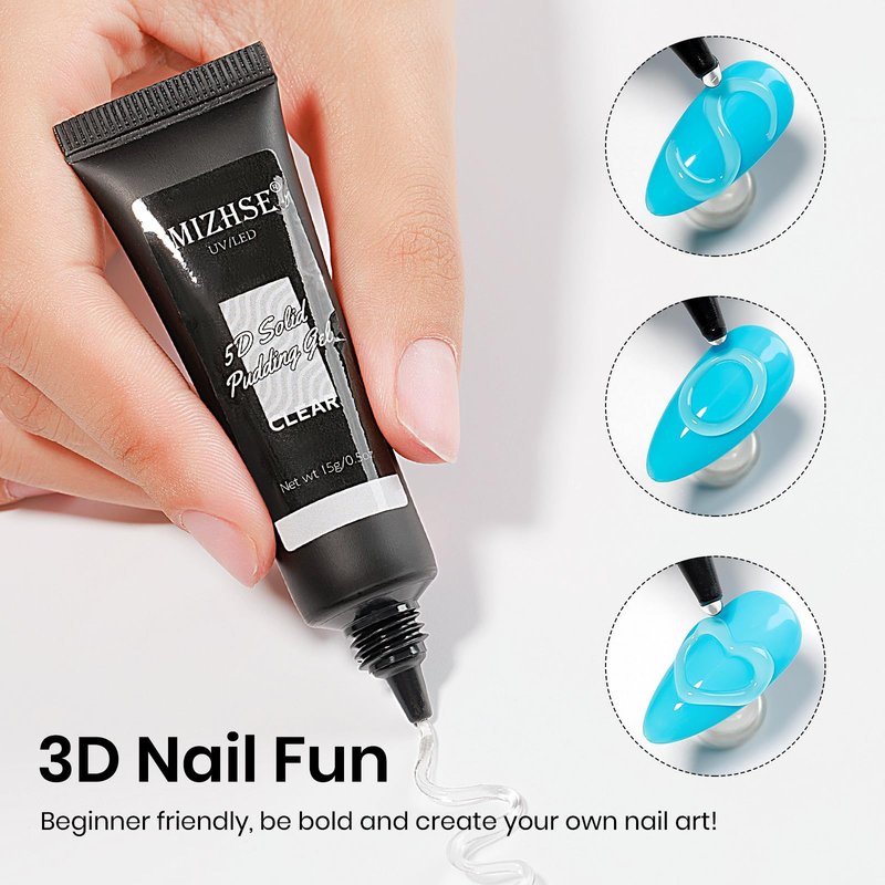 MIZHSE 30g 3D Gel Nail Art Kit Sculpting Gel, 2PCS 3D Nail Gel Solid Builder Gel for Nails Clear Builder Molding Gel Art Soak Off U V LED Sculpture Gels for Nails for Salon Home DIY Woman