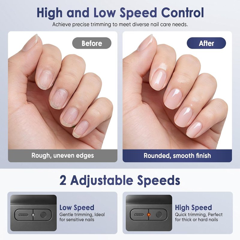 Skiennix Electric Nail Clipper - Rechargeable Trimmer with Light & Storage for Seniors | Black