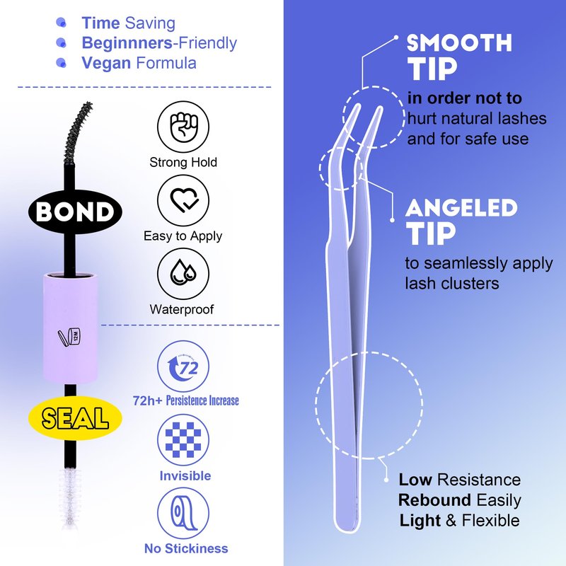 Pawotence Lash Extension Kit DIY 280pcs Individual Lash Clusters Kit 20D&30D Natural 9-15mm Cluster Eyelash Extensions Kit with Lash Bond and Seal, Tweezers for Self Use (20D&30D, 0.07D, 9-15mm, Kit)