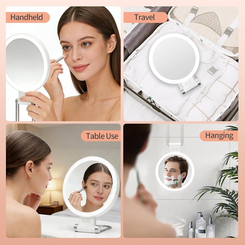 Makeup Mirror with Lights - 1X/30X Magnifying, Adjustable 3 Color Light | Rechargeable, Smart Memory, Perfect Gift for Women