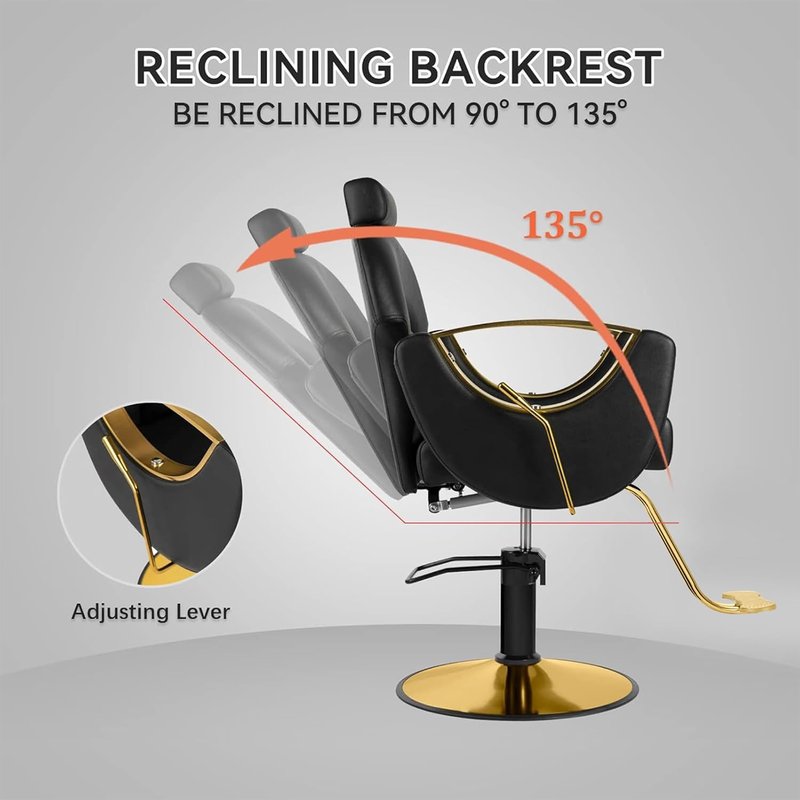 Barber Salon Chair for Hair Stylist,Height Adjustable Hair Chair with Professional Hydraulic PUM,Multi-Function Shampoo Tattoo Beauty Salon Hairdresser Armchair for Barbershop(Black)