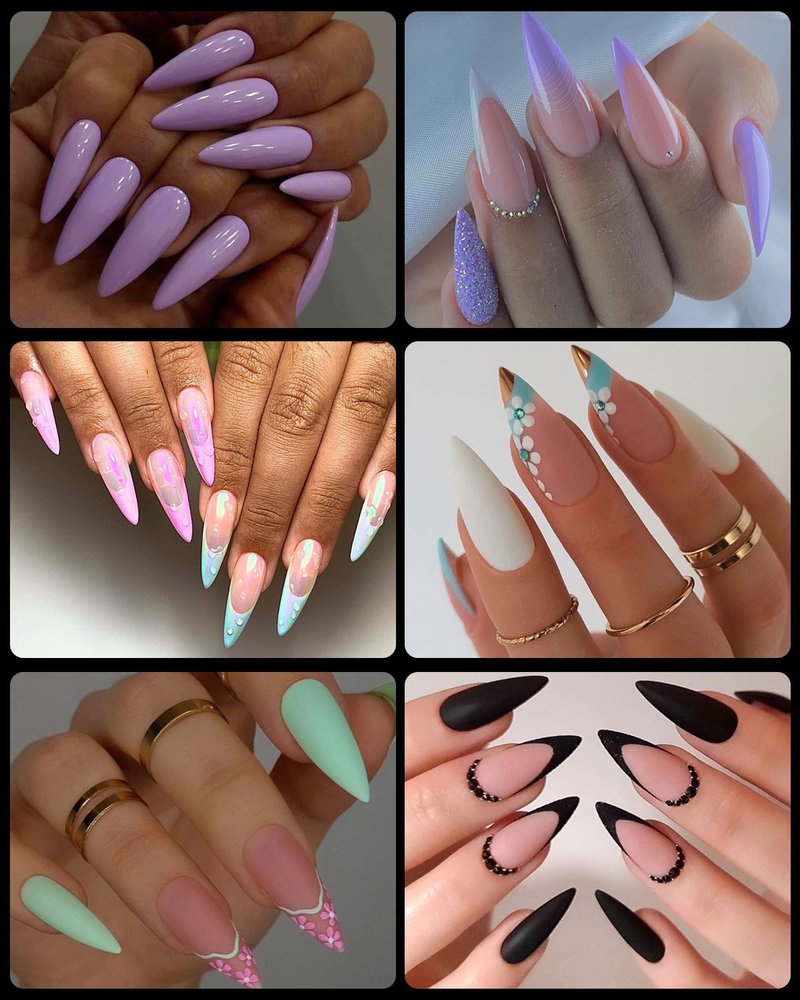 BORNBYME Soft Gel Nail Tips - Medium Stiletto, 120PCS Full Cover Half Matte Extensions