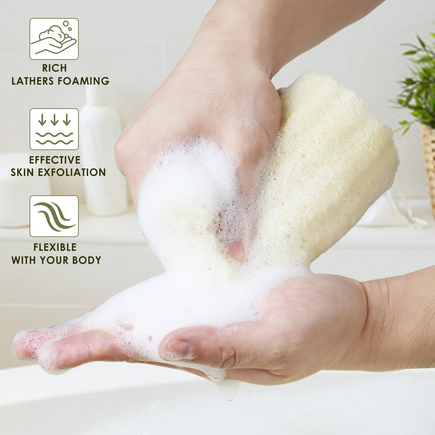 6 Pack Natural Loofah Exfoliating Body Scrubber, 5 Inches Organic Luffa Bath Sponge Exfoliating Shower Body Scrubber for Deep Cleaning & Smooth Skin, Natural Real loofah Sponge for Men & Women