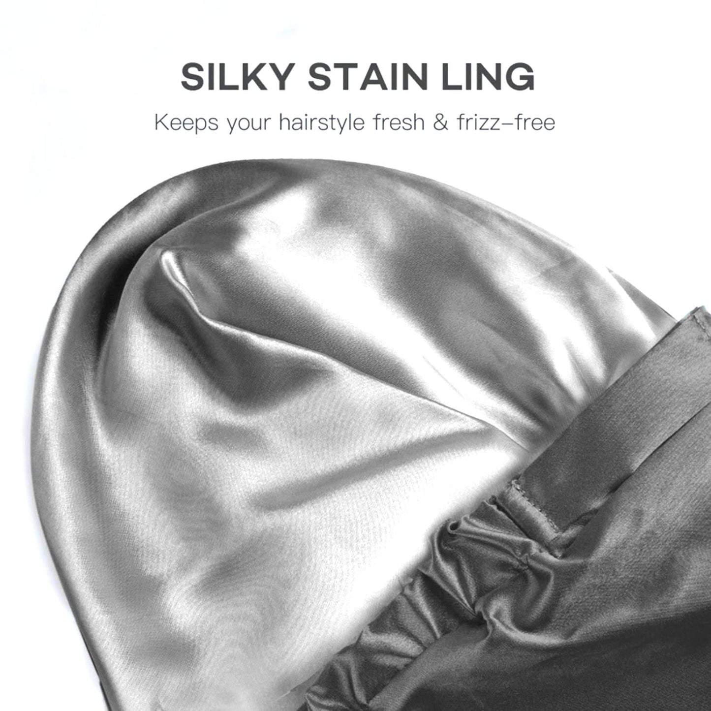 ZKLLGHE Large Reusable Waterproof Adjustable Shower Cap With Silk Satin Lined for Women - Luxury for Long Hair