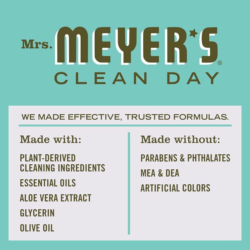 Mrs. Meyer's Clean Day Hand Soap - Basil Scent | 12.5 Fl Oz Bottle (Pack of 4)