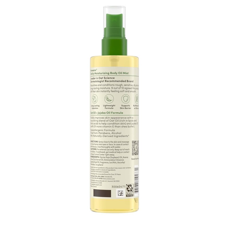 Aveeno Daily Moisturizing Body Oil Mist - Nourishing Spray with Oat & Jojoba Oil for Dry Skin | 6.7 fl. oz