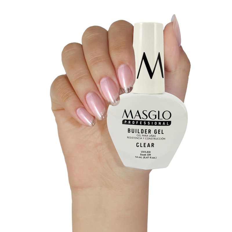 MASGLO Professional Builder Gel Clear, Nail Extension Formula, Self-Leveling Soak-Off Gel, Vegan UV/LED Sculpting System, Strong & Natural-Look Finish, 0.47 fl oz