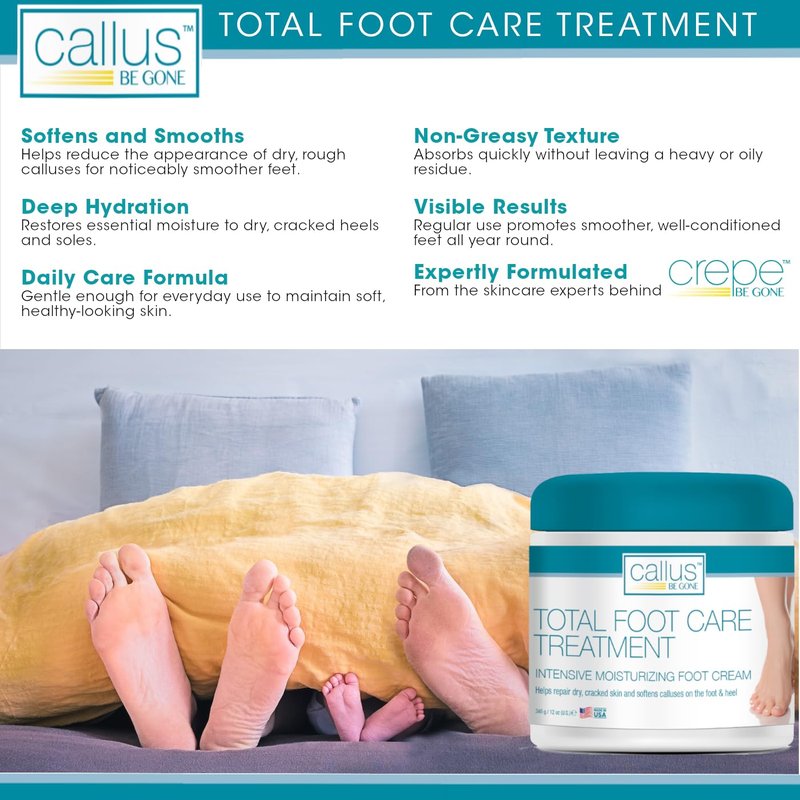 Dermactin Callus Be Gone Foot Care Cream - 12 Oz Treatment for Dry, Cracked Feet
