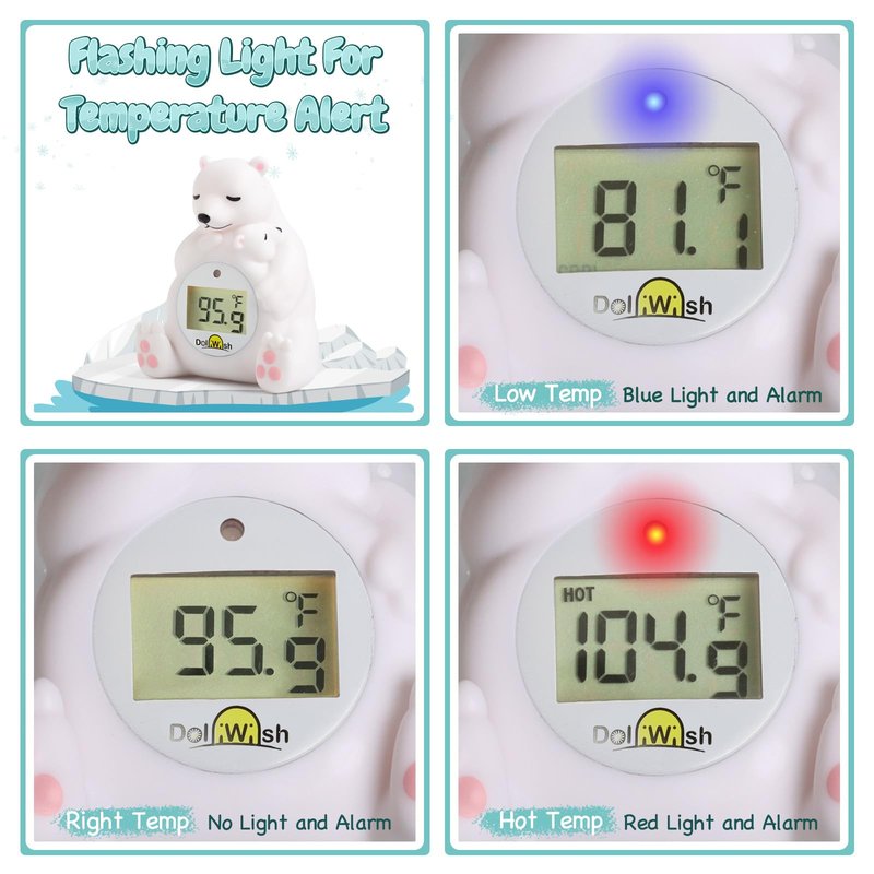 Baby Bath Thermometer for Infants,Cute Polar Bear Digital Bath Thermometer for Baby,Room&Water Temperature Toy