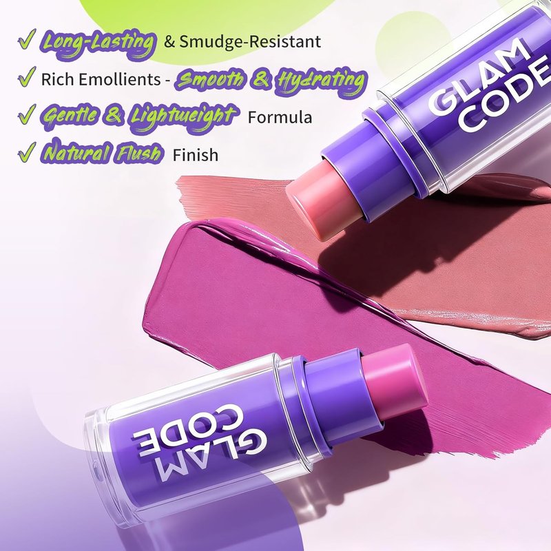 Glam Code Cream Blush - Multi-Use Hydrating Makeup Stick for Cheeks, Lips & Eyes | Vegan & Cruelty-Free - #04