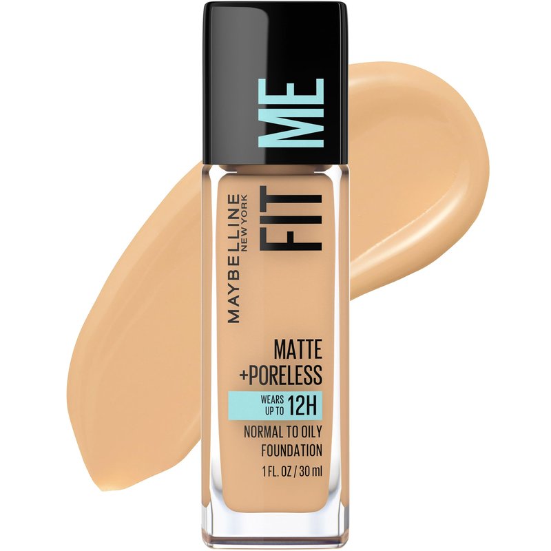 Maybelline Fit Me Matte + Poreless Liquid Oil-Free Foundation Makeup, Rich Tan, 1 Count (Packaging May Vary)
