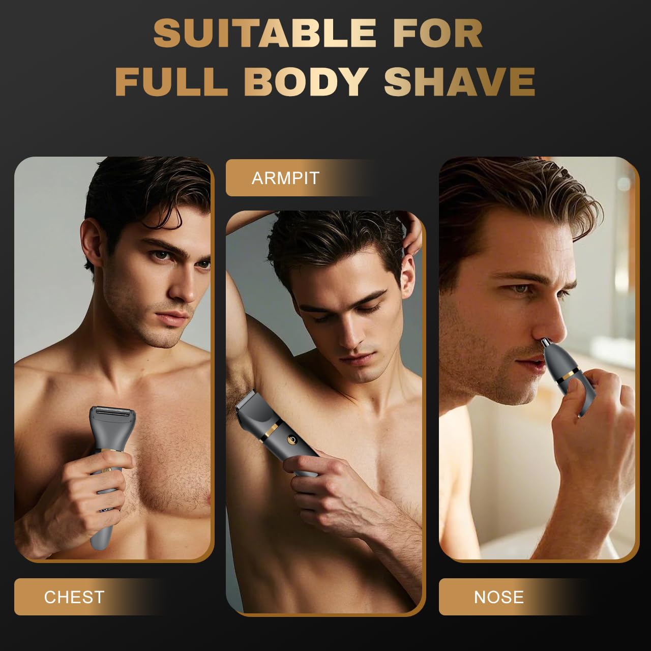 Zivelier Ball Shaver for Men, 3-in-1 Multifunction Body Hair Trimmer & Pubic Shaver with Titanium Blades (No Nicks!), IPX7 Waterproof Electric Razor, LED Display, Wet/Dry