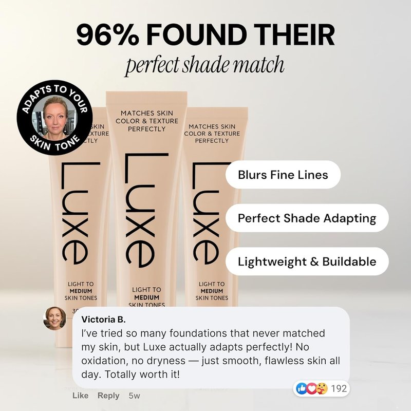 Luxe Color Changing Foundation for Women – Instantly Adapts to Your Skin Tone – Buildable Light-to-Medium Coverage – 12-Hour Wear – Natural Dewy Finish - Medium Dark