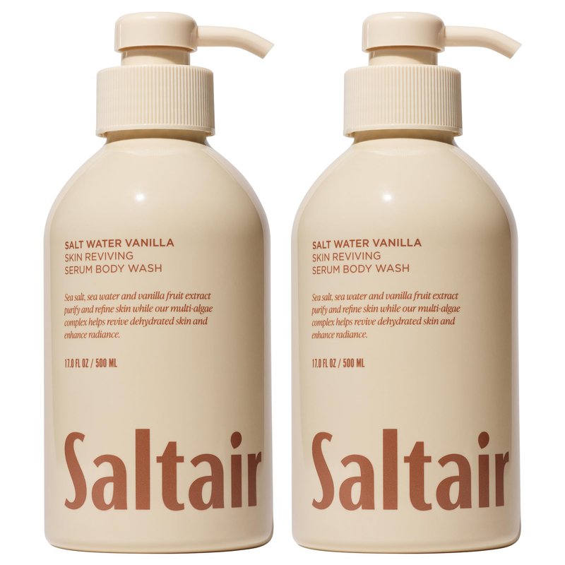 Saltair Body Wash 2-Pack – Salt Water Vanilla – Moisturizing Body Wash with Multi-Algae Complex – Scented Shower Gel for Women and Men – 2x 17oz – Vegan, Cruelty-Free, Paraben-Free
