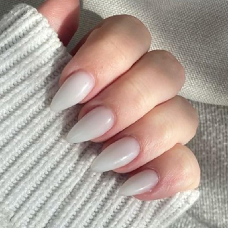 Modelones Milky White Press on Nails Almond, Short Fake Nails, Reusable Nail Kit with Nail Glue Adhesive Tabs Mini Nail File, Nails Press Ons 32Pcs 16 Sizes, Women Girl Gift ﻿