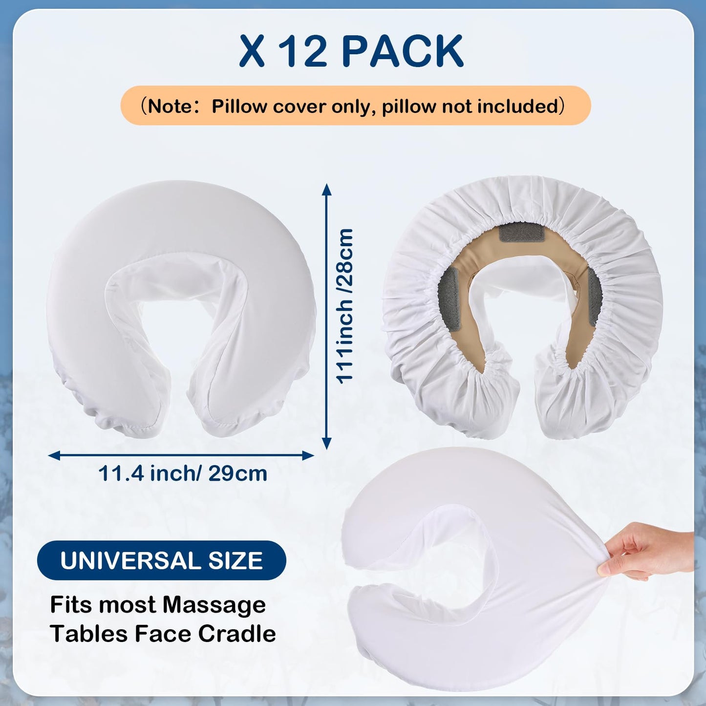 Tatuo 12 Pcs Face Cradle Covers for Massage Head Rest Microfiber Reusable Soft Thicker Massage Table Face Covers Oil Proof Headrest Cradle Sheets for Spa Beauty(White)