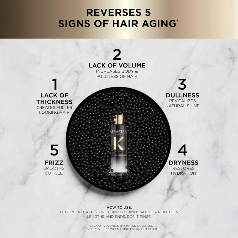 Kérastase Chronologiste Overnight Youth Serum - Anti-Aging Leave-In Hair Treatment with Pro-Xylane™ | 3.4 Fl Oz