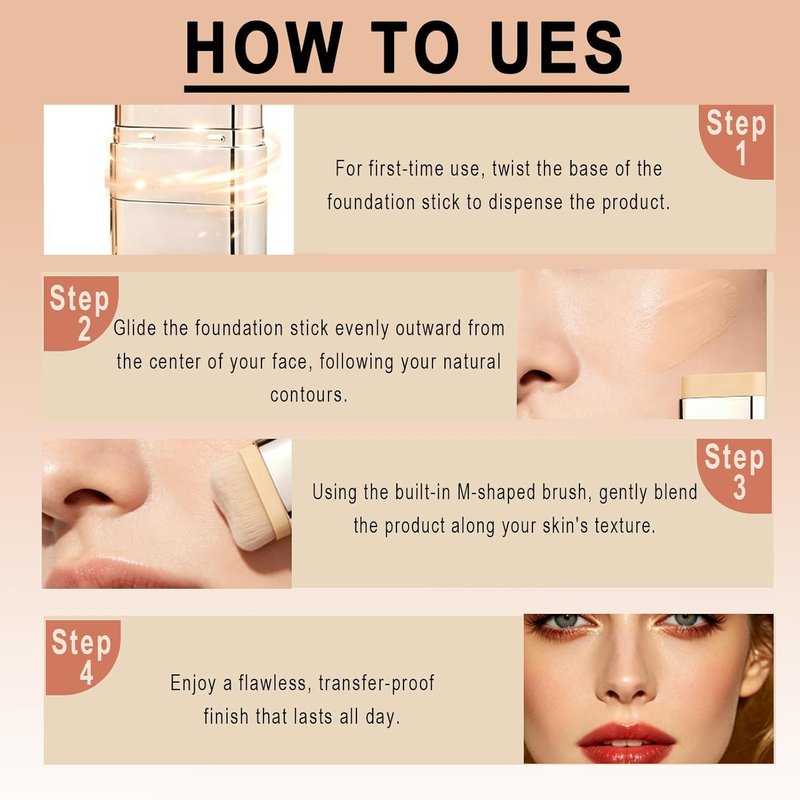 Skiennix Foundation Stick - Dual-Ended Contour Stick for Natural, Long-Lasting Coverage | Ivory White