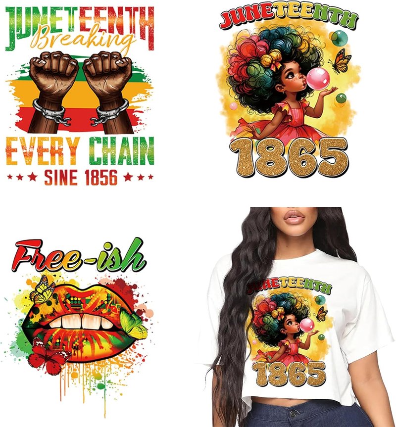Juneteenth Iron-On Transfers by [Brand Name] - Celebrate Black History with Vibrant Heat Transfer Decals | 3 Sheets