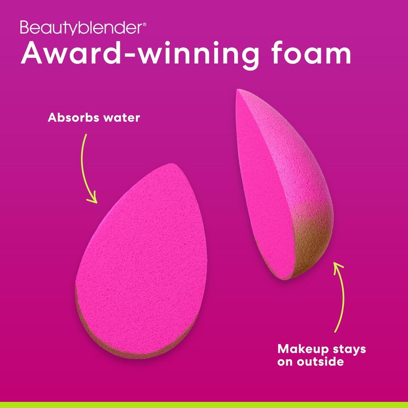 Beautyblender® Original Pink Beauty Blender Makeup Sponge, Super-Soft Foam Easily Blends Foundations, Powders & Creams, Made in USA, Reusable, Washable, Streak Free Application, 2 Pack
