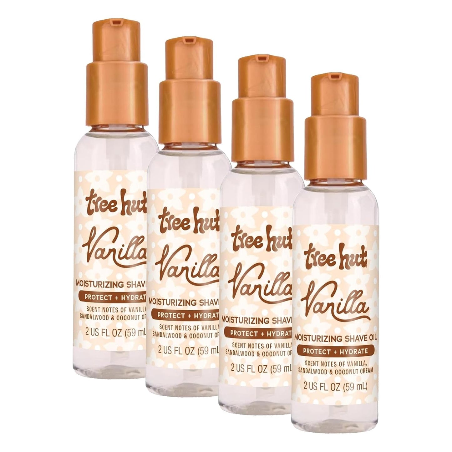Tree Hut Mini Vanilla Shave Oil - Gel-to-Oil Formula for Smooth Shaving | Ultra Hydrating, Travel Size, 2 fl oz (Pack of 4)
