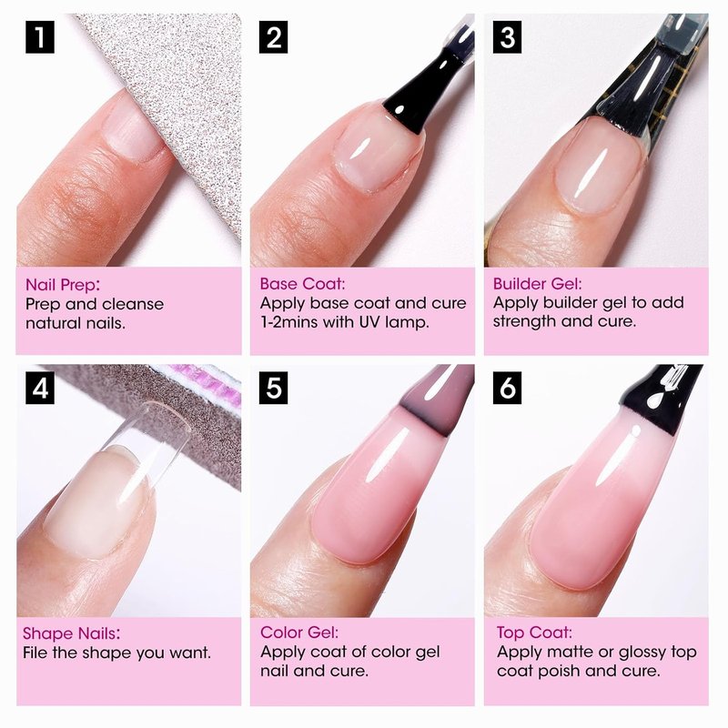 GELLEN Builder Nail Gel Set - 3 Pcs 18ml Soak Off Hard Gel for Nail Extensions & Strengthening