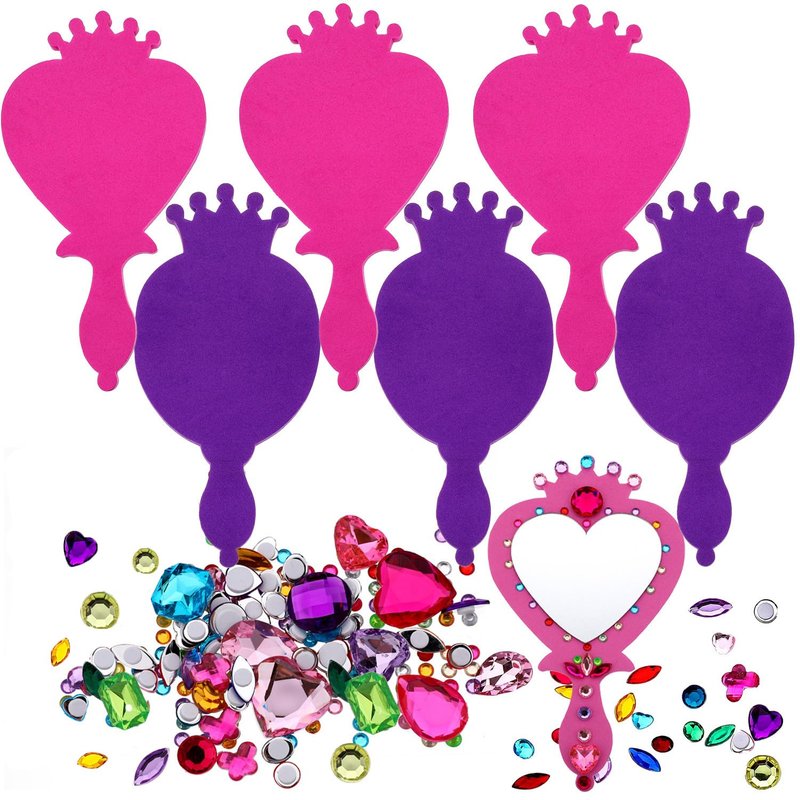 RICHNESS Little Girls Princess Mirrors Make Your Own Mirrors Princess Party Favors Pack of 6
