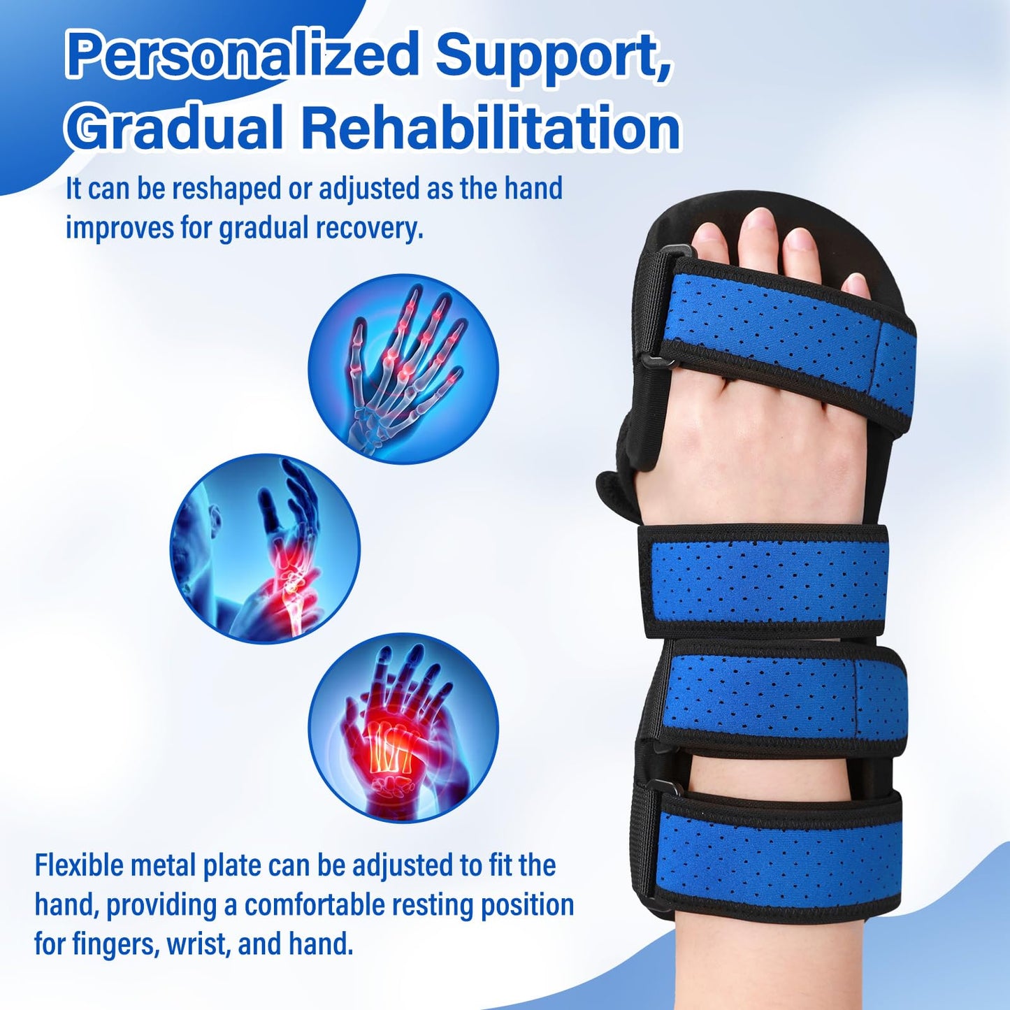 Chonario Resting Hand Splint, Hand Brace with Finger Support for Carpel Tunnel, Stroke Recovery, Arthritis, Tendinitis-Functional Support (Left, Medium)