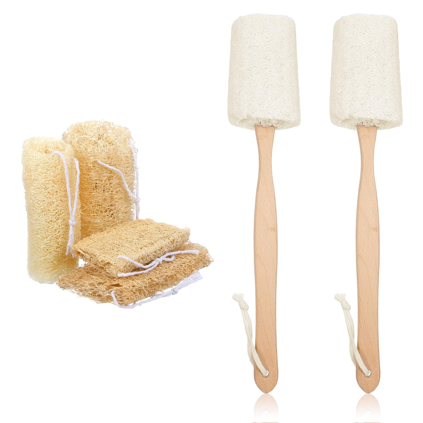 Ckhoid 14Pcs 5" Natural Loofah Exfoliating Body Sponge Scrubber, Plant-Based Organic Loofa Luffa for Skin Care in Bath Spa Shower, Long-Handled Natural Sponges Bath Brush for Men & Women