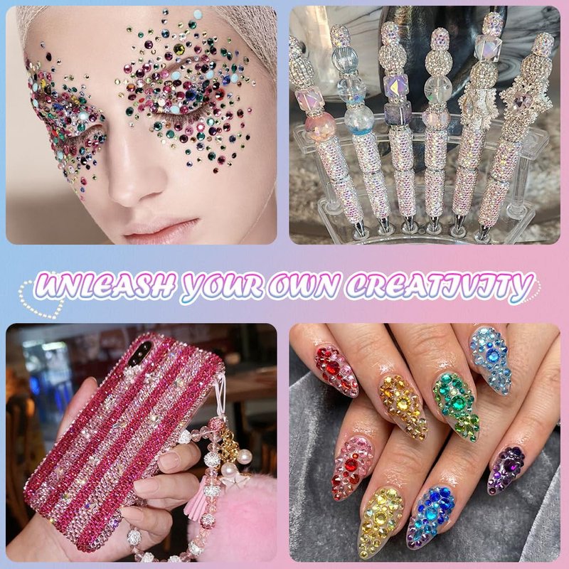 JOICEE 48000Pcs Resin Jelly Rhinestones for Bedazzling, 48 Colors 3mm Colorful Flatback Rhinestones Gems for Nails Face Makeup Tumblers DIY Jewelry Crafts