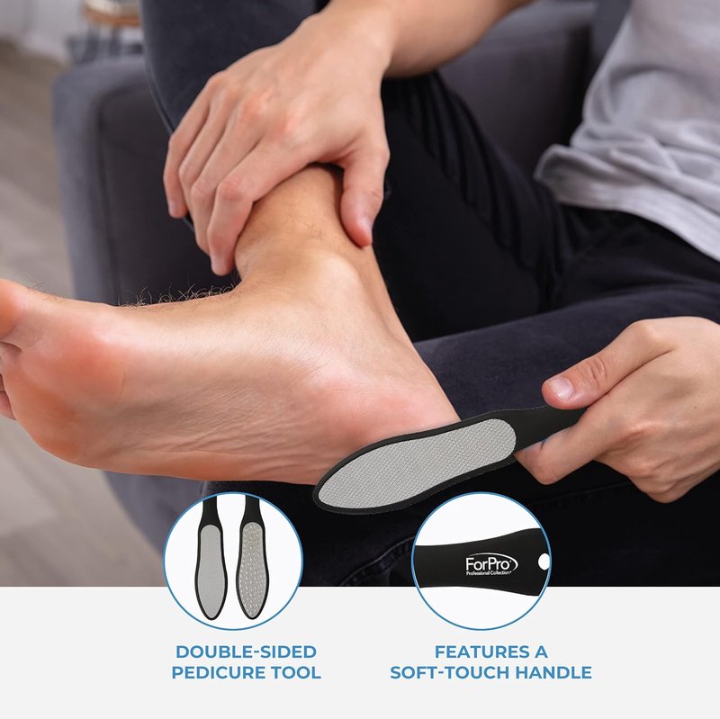 ForPro Black Bear Pedicure File - Double-Sided Stainless Steel Callus Remover for Heels | 10.5” Length