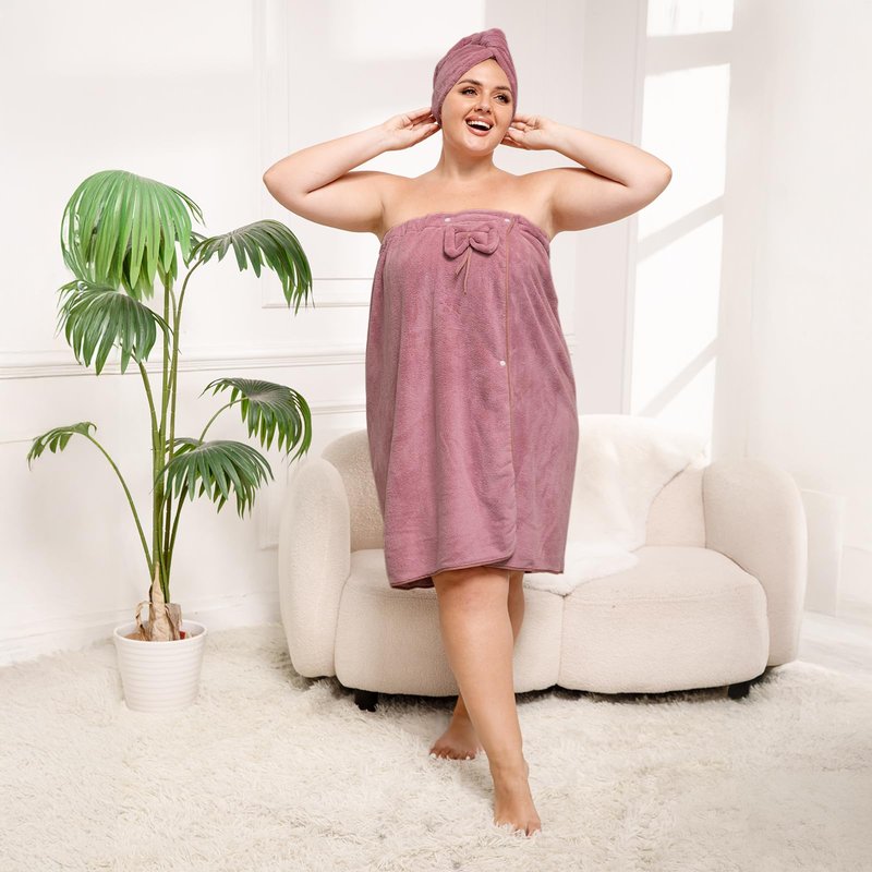 HJMJY Plus Size Towel Wrap with Hair Towel for Women(XL-3XL),Women Shower Wrap Spa Bathrobe Comfortable Bath Towels Body Wrap Adjustable + Hair Drying Towel,