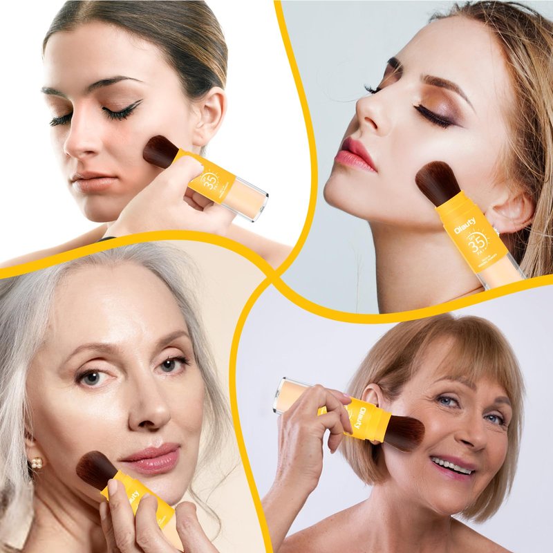 Mineral Sunscreen Setting Powder, SPF 35 Brush Sunscreen Powder for Face & Scalp, Long Lasting Lightweight Breathable, Oil Control Natural Matte Finish