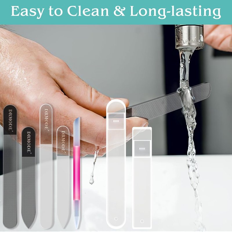 Skiennix Glass Nail File Set - 5PCS Nail Buffer & Shiner Kit for Natural & Acrylic Nails