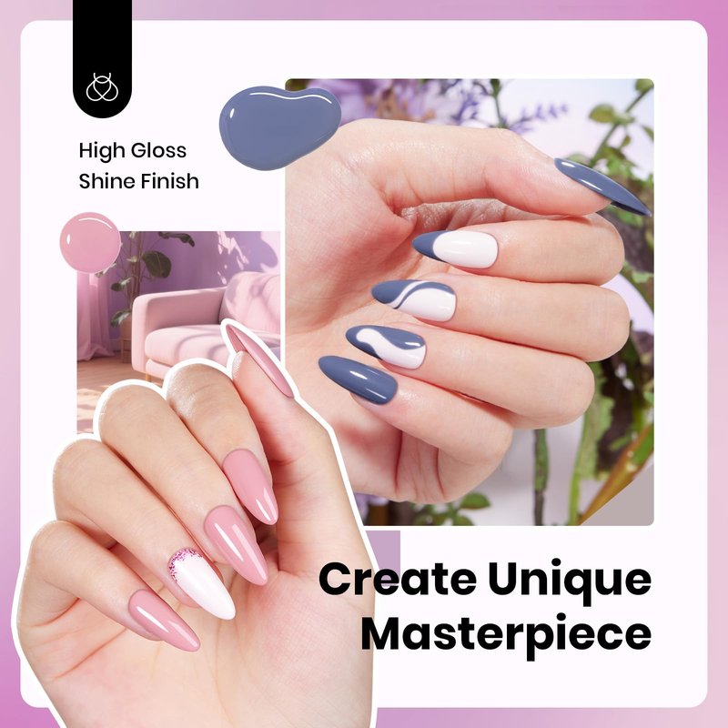 Beetles HEMA-FREE Gel Polish Set - 6 Colors 15ML Full Size Baby Pink Purple Gel Nude Pink Summer Colors Gel Polish Kit Soak Off Uv LED Nail Lamp DIY Home Manicure Salon Serene Afternoon
