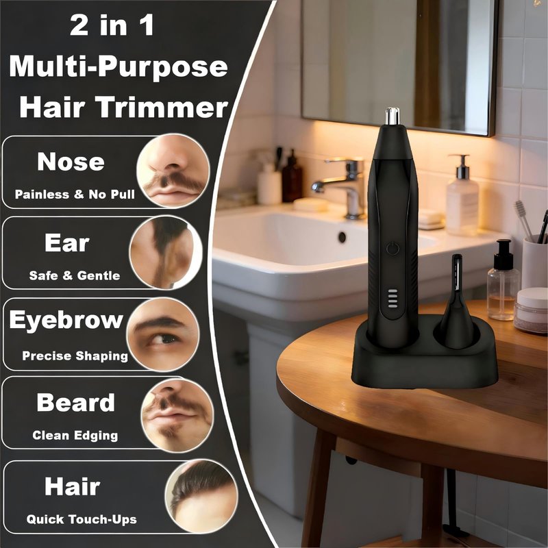 Alinsea Ear and Nose Hair Trimmer for Men, 2025 Professional Painless USB Rechargeable Eyebrow & Facial Electric Hair Trimmer for Men Women, Powerful Motor, Dual Edge Blades