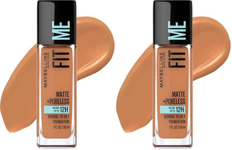 Maybelline Fit Me Matte + Poreless Liquid Oil-Free Foundation Makeup, Classic Tan, 1 Count (Packaging May Vary) (Pack of 2)