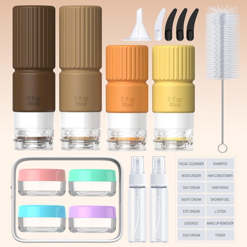 18pes Travel Bottles for Toiletries,TSA Approved Silicone Travel Containers for Toiletries,3oz 2oz Leak Proof Refillable Liqus Shampoo And Conditioner Travel Essentials toiletry Bottles