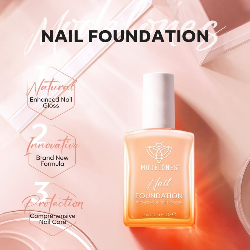 Modelones Nail Strengthener - Extra Strong Growth Jelly in Nude Pink | 15ml Nail Hardener for Healthy Nails
