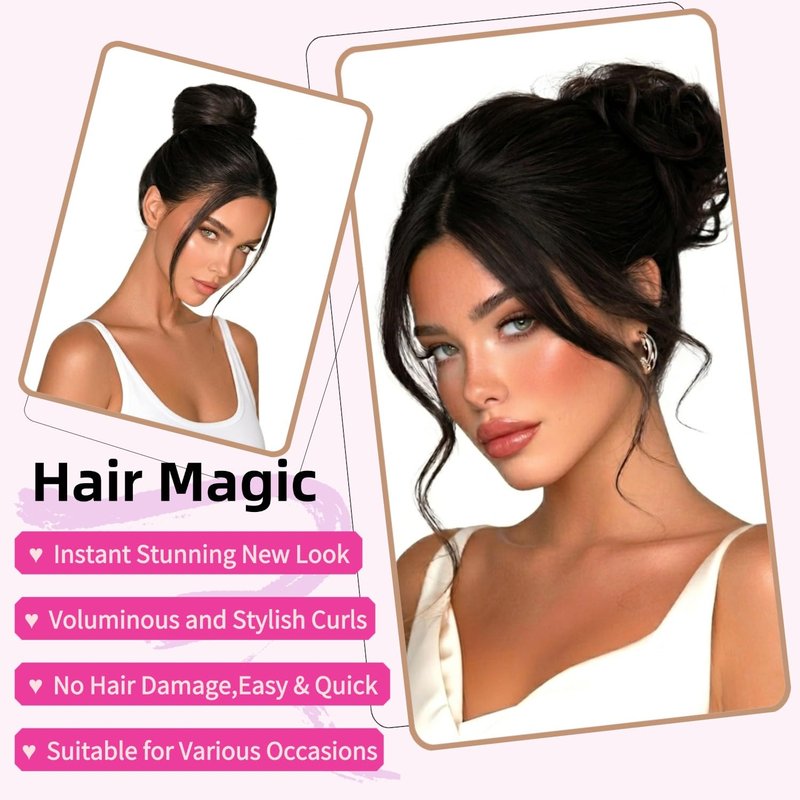 NEOWIG 2PCS Messy Bun Hair Piece for Women Wavy Curly Hair Bun Hair Pieces Synthetic Updo Chignon Fake Scrunchies Ponytail Extension for Daily Dark Brown