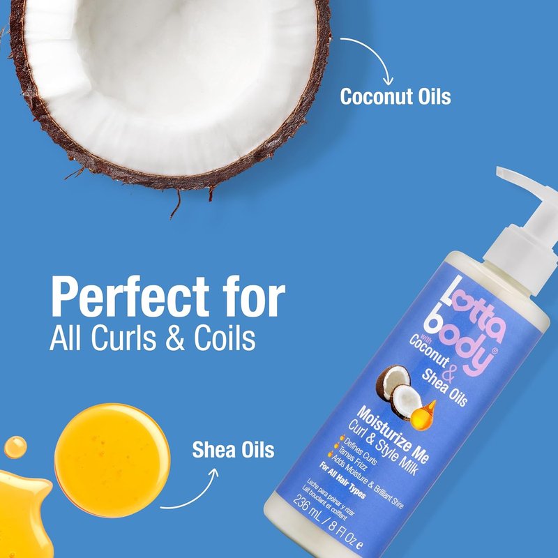 Lottabody Moisturize Me Curl & Style Milk - Coconut & Shea Oils for Frizz Control | 8 oz