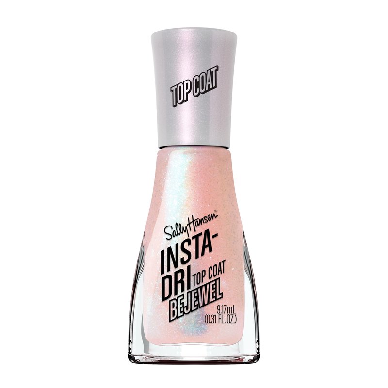 Sally Hansen Insta-Dri Nail Polish Top Coat | Quick Dry, Long Lasting, Streak-Free Shine, Sheer | Bejewel | Shimmery Pink Nail Polish