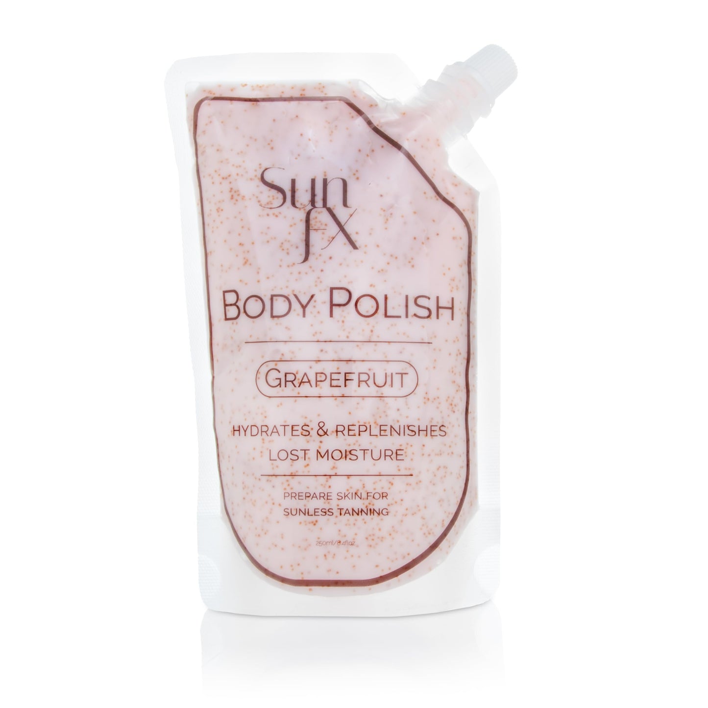 SunFX Grapefruit Body Polish Pre-Spray Tan Ultra Hydrating Exfoliating Nourishing Walnut Scrub for Smooth, Radiant Skin 250ml/8.4floz