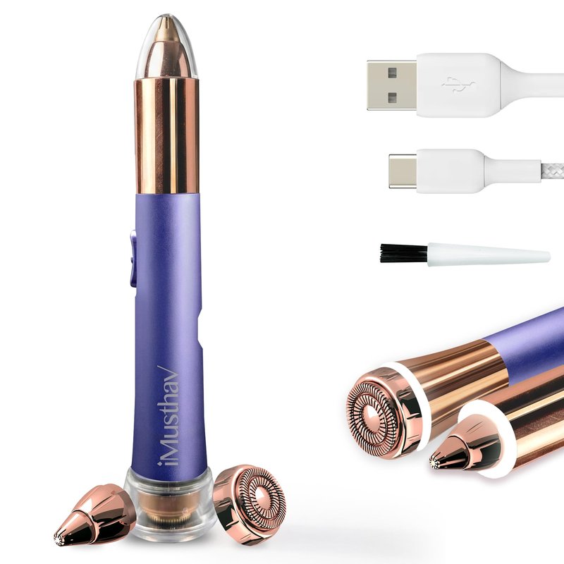 Nose Hair Trimmer for Women Men,Portable Eyebrow Trimmer with USB Rechargeable, Painless, Fast & Precise Flawless Remover & Epilator, 18K Gold-Plated, 360°Led Light Travel-Friendly Mini Trimmer