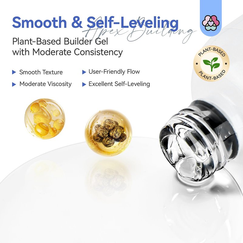 SAVILAND Clear Builder Nail Gel: 8 in 1 Gel Builder for Nails with Vitamin E & Castor Oil, Plant-Based Nail Strengthener Thickening Extension Gels in a Bottle Fix Curved Nails Home Nail Art DIY