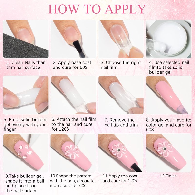 MIZHSE 3D Nail Gel Nail Art Sculpture, Non-Sticky 4 Colors Solid Builder Gel Nude Clear White Pink Hard Builder Nails UV LED Molding Gels Nail Extension for Salon Manicure Home DIY