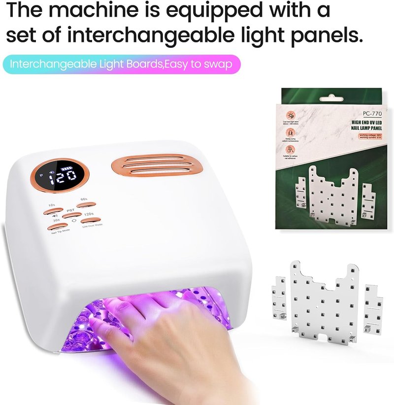 Cordless UV LED Nail Lamp - 72W Rechargeable Gel Dryer | Professional Wireless Curing for All Gels - White