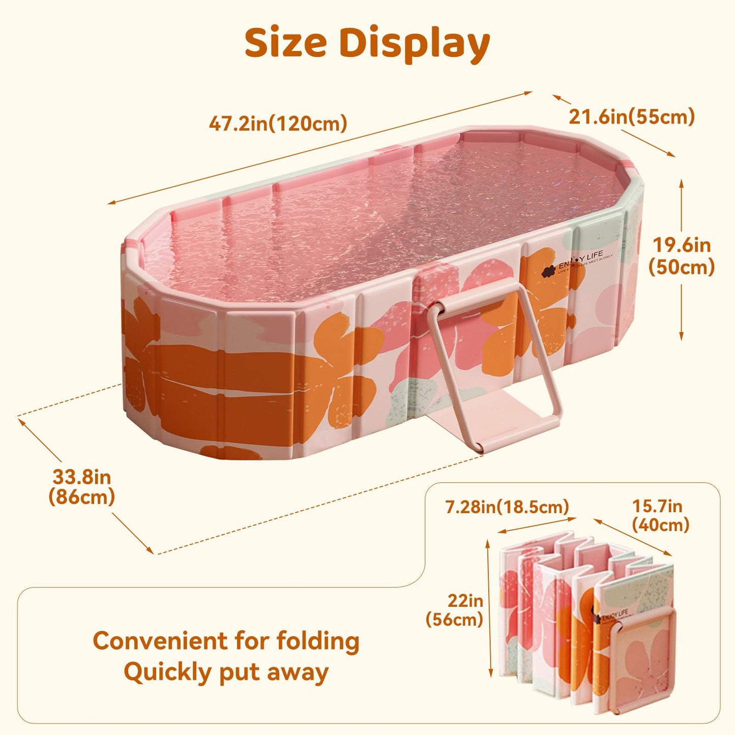 HLCZLUZ Portable Foldable Bathtub, Freestanding Bathtub No Installation, Bathroom SPA Soaking Bath Tub, Shower Stall Collapsible Hot & Ice Bath for Indoor Outdoor (Pink, ‎47.2"L x 21.6"W x 19.6"H)