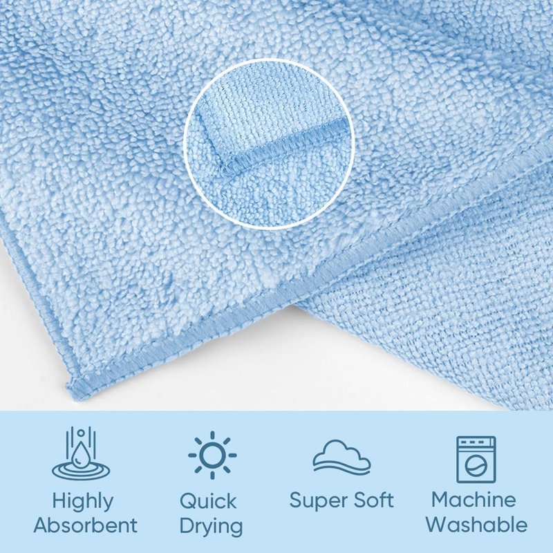 HOMEXCEL Wash Cloths, Quick Drying Face Towel for Showering, Super Absorbent Washcloths for Body Face, All-Occasion for Bathroom Gym Spa Travel, Pink/Light Blue/Green/Navy Blue